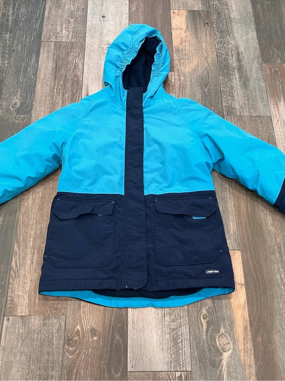 Lands End Girls Squall Waterproof Parka Lined Coat XL 14 Grow A Longs Wind proof